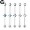 G23 Titanium Ear Barbell with Detachable Opal CZ Flower Industrial Women's Piercing Jewelry 14G for Wedding and Engagement