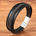Hot Sale Classics Hand-Woven Five-Layer Genuine Leather Bracelet Stainless Steel Magnetic Clasp Accessories Leather Bracelet
