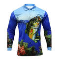 Designer Lightweight Quick Dry Fishing Polo Shirts for Men Fashion Printed Button Long Sleeve Polyester Blouse Tops
