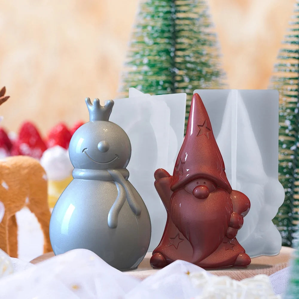 3D Snowman Silicone Mold Christmas Santa Claus Mold for Resin Soap Candle