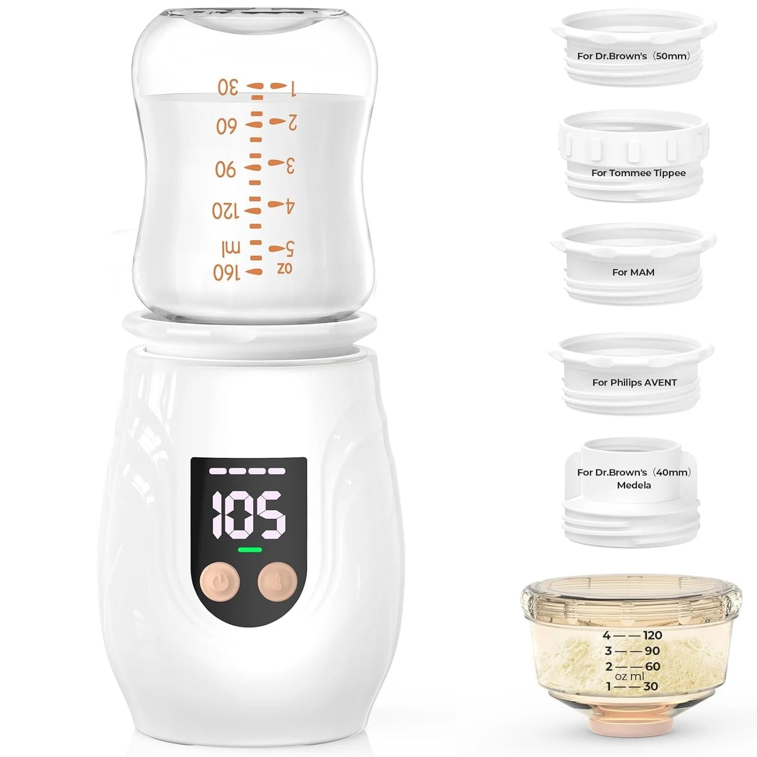 Portable USB Infant Feeding Bottle Warmer with 5 Adapters Travel Milk Feeding Supplies