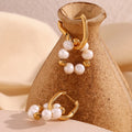 Fresh Water Pearl Jewelry Gold Plated U Shape Flower Earring Stainless Steel Earrings Women Luxury