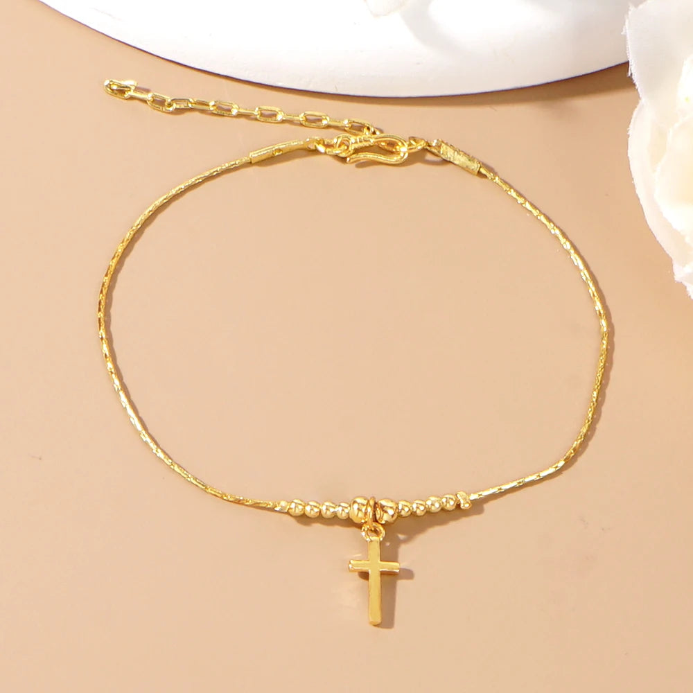 Go2boho Women Charm Summer Belief Cross Fashion Jewelry Design Golden Chain Boho Handmade Bracelets for Friend Birthday Gifts