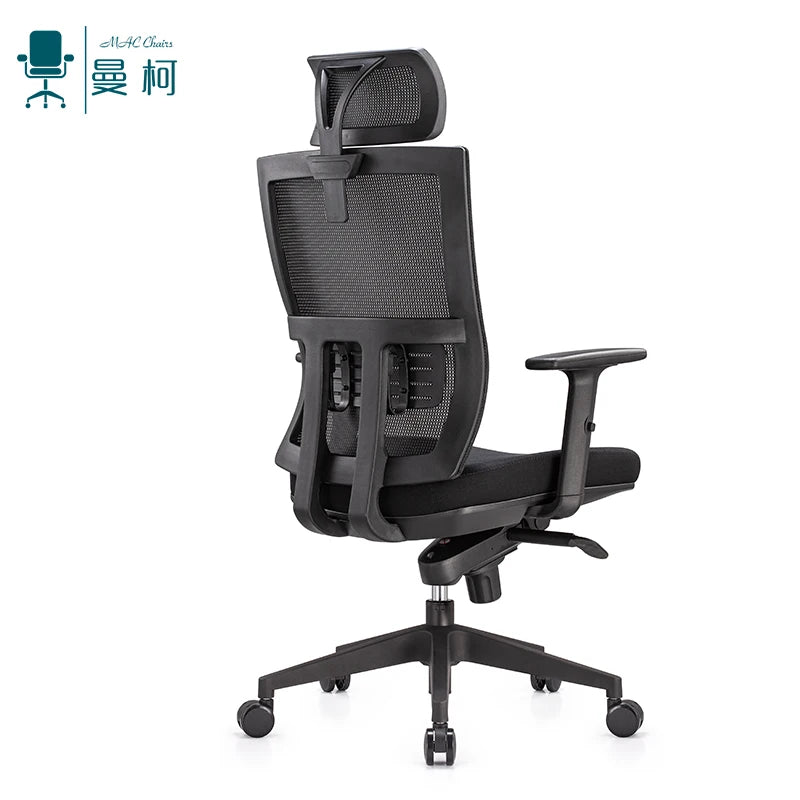 Modern Adjustable Ergonomic Office Chair Headrest Iron MAC Swivel Chair Comfortable Fabric for Conference Room Living Room GS