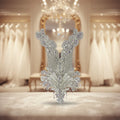 W006 Fashion Good Quality Custom Embroidery Patches Handmade Beaded Crystal Rhinestone Bodice Dress Applique for Dress