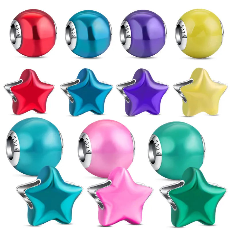 Fashions Fine Charms 925 Sterling Silver Charms Bead for Bracelets Jewelry Making Custom Star Charm Cute Women Girl Gift