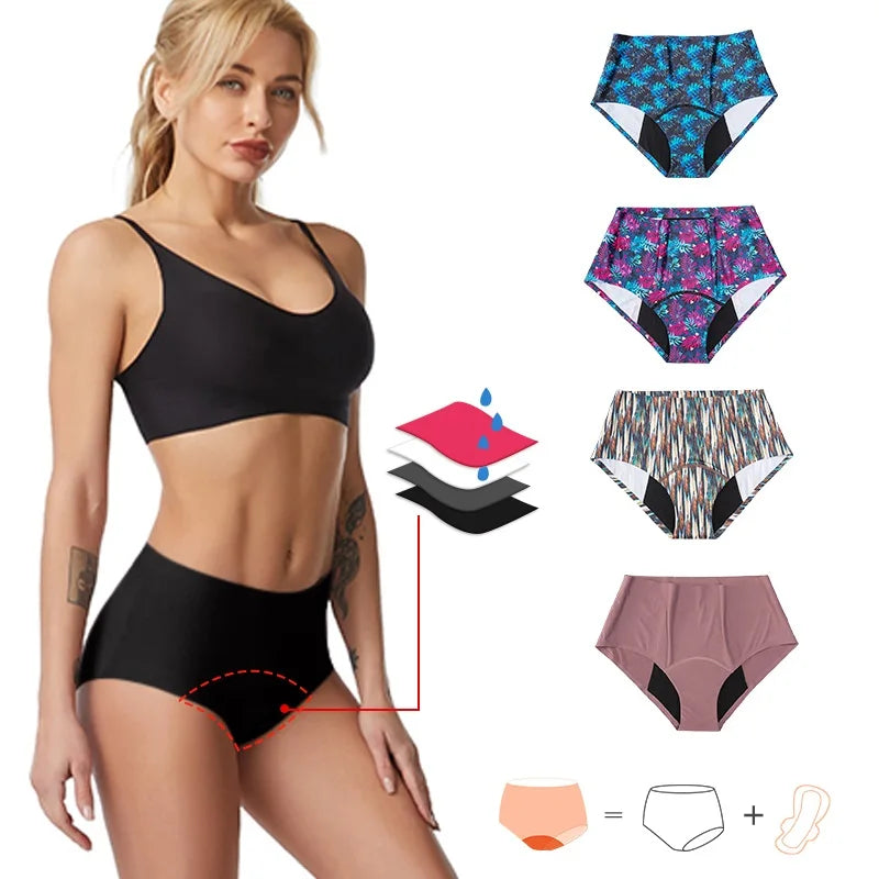 Hot Lady Menstrual Pants Washable Incontinence Leak Proof Underwear Bamboo Lace 4 Layers Period Panties