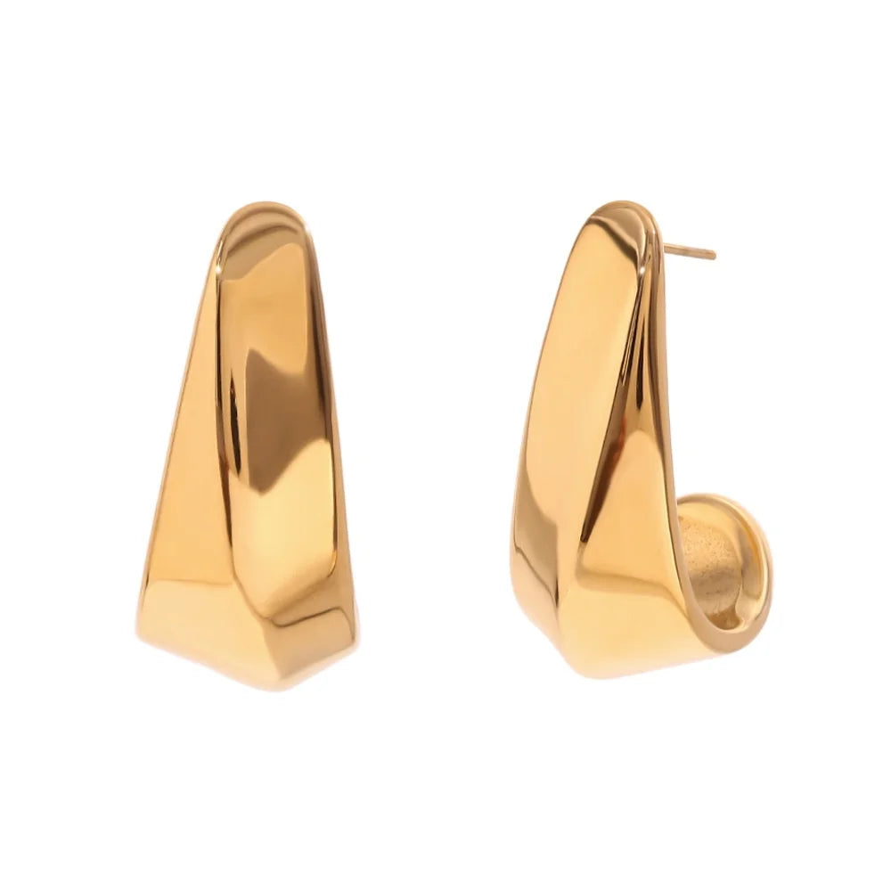 Ivanda Unique Design Jewelry Wholesale Stainless Steel Gold Plated Geometric Stud Earrings for Women MegaBDM