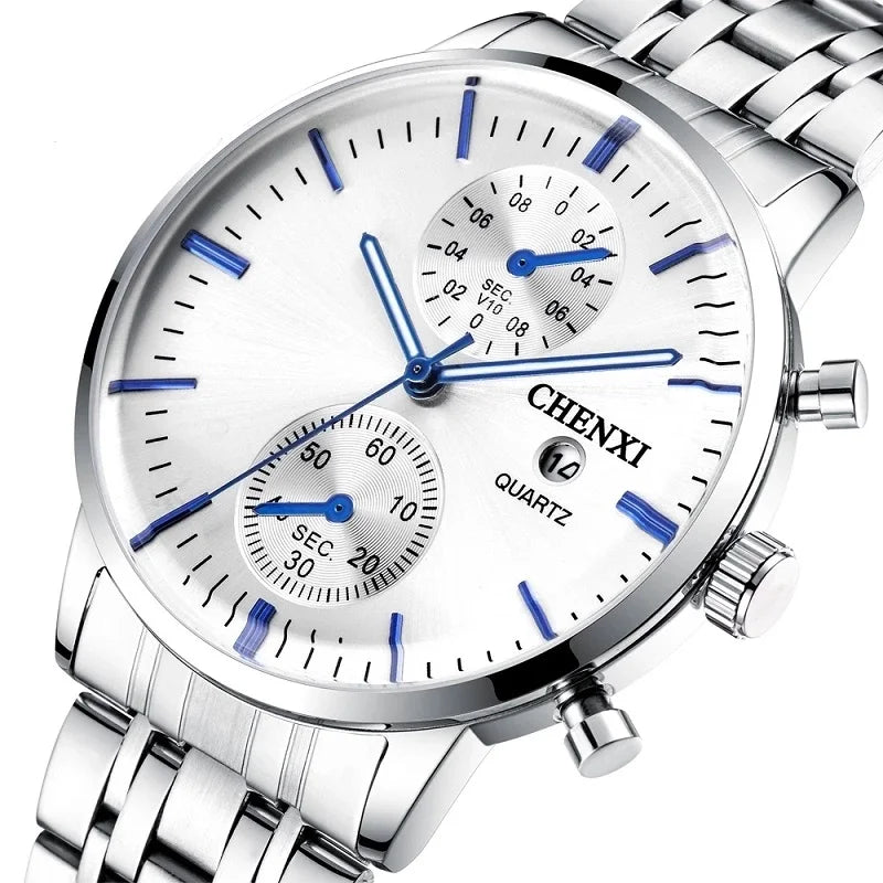 CHENXI 071 Top Luxury New Mens Watches Full Steel Waterproof Sport Quartz Watch Men Fashion Chronograph Clock Date Wrist Watch