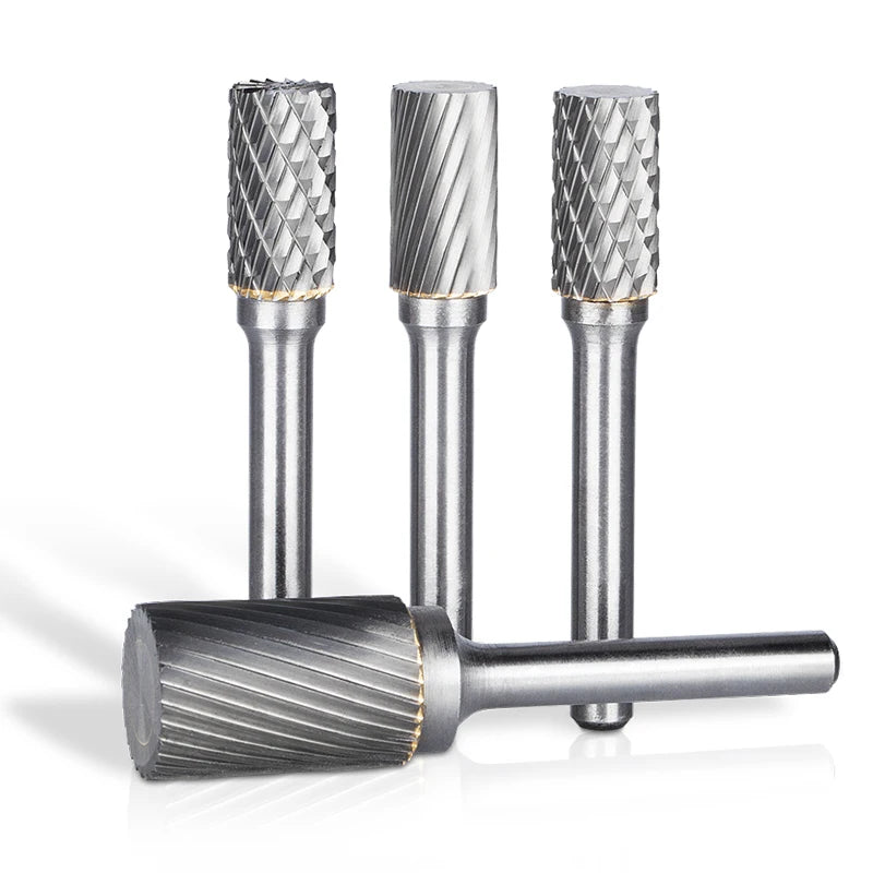 HUHAO 6mm Shank Rotary File Milling Cutter Metal Grinding Rotary Burrs Tungsten Carbide Electric Grinding Polishing Drill Bit