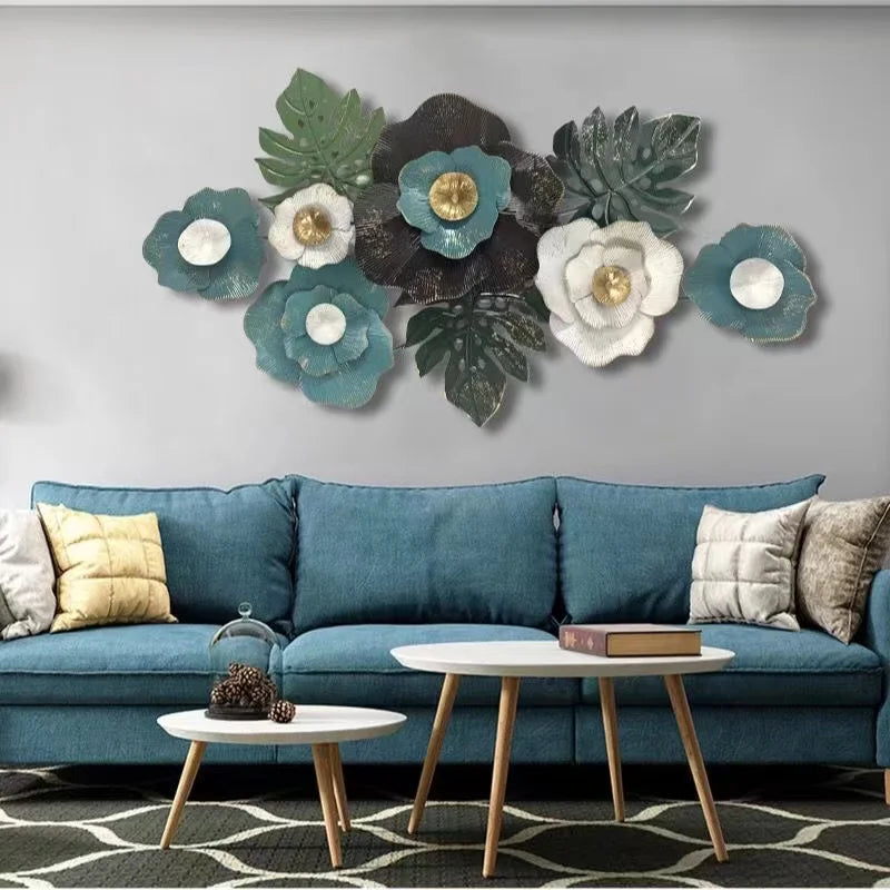130*73cm European Creative Iron Wall Decoration Background Wall Decoration Hanging Metal Leaves Wall Hanging