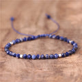 Boho Blue Gemstone 4mm Sodalite Beads Tibetan Dainty Bracelet for Women Yoga Adjustable Gemstone Bracelet Jewelry Wholesale