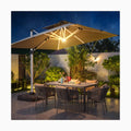 3m Square Cantilever Umbrella Assembly Required Parasol Umbrellas for Restaurant Garden Patio with Adjustable Height