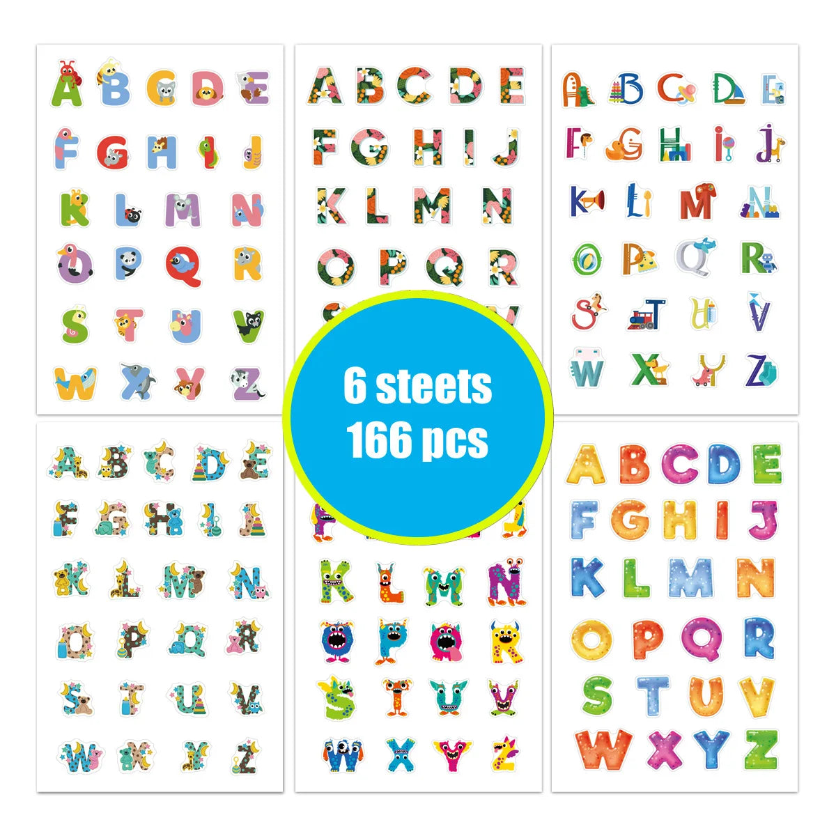 Wholesale Color Multiple Pack Alphabet Stickers Sheet Custom Letter Alphabet Sticker