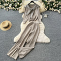 Fashion Casual Knit Set for Women Autumn-winter Design Sense Long Sleeve Sweater High Waist Loose Wide Leg Pants