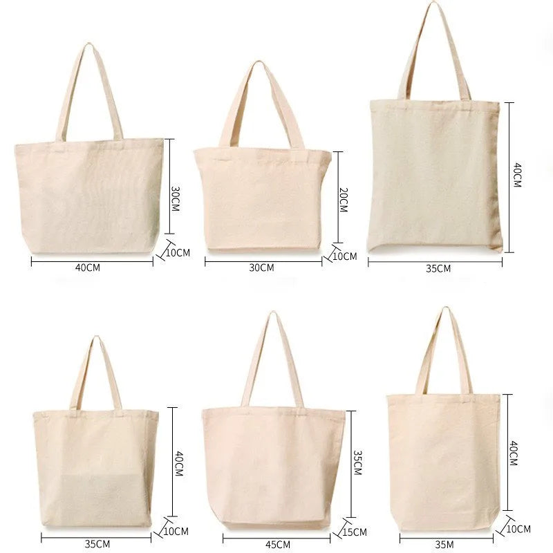 Plain Blank White Custom Eco-friendly Recycled Cotton Canvas Reusable Shopping Tote Bag for Outdoor Use