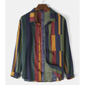 2025 Vintage Striped Long Sleeve Button-up Shirts for Men Spring Fall Casual Tops Anti-Wrinkle Breathable
