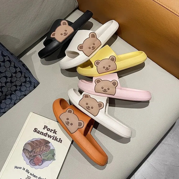 Wholesale Fashion Breathable Light Weight Beach Thick Sole Cartoon Little Bear EVA Summer Sandals Cloud Bathroom for