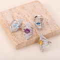 C9432 Abiding Jewelry Manufacture Oval 9x11mm Colorful Gems Stone Unique Designs Adjustable S925 Adjustable Wedding Ring