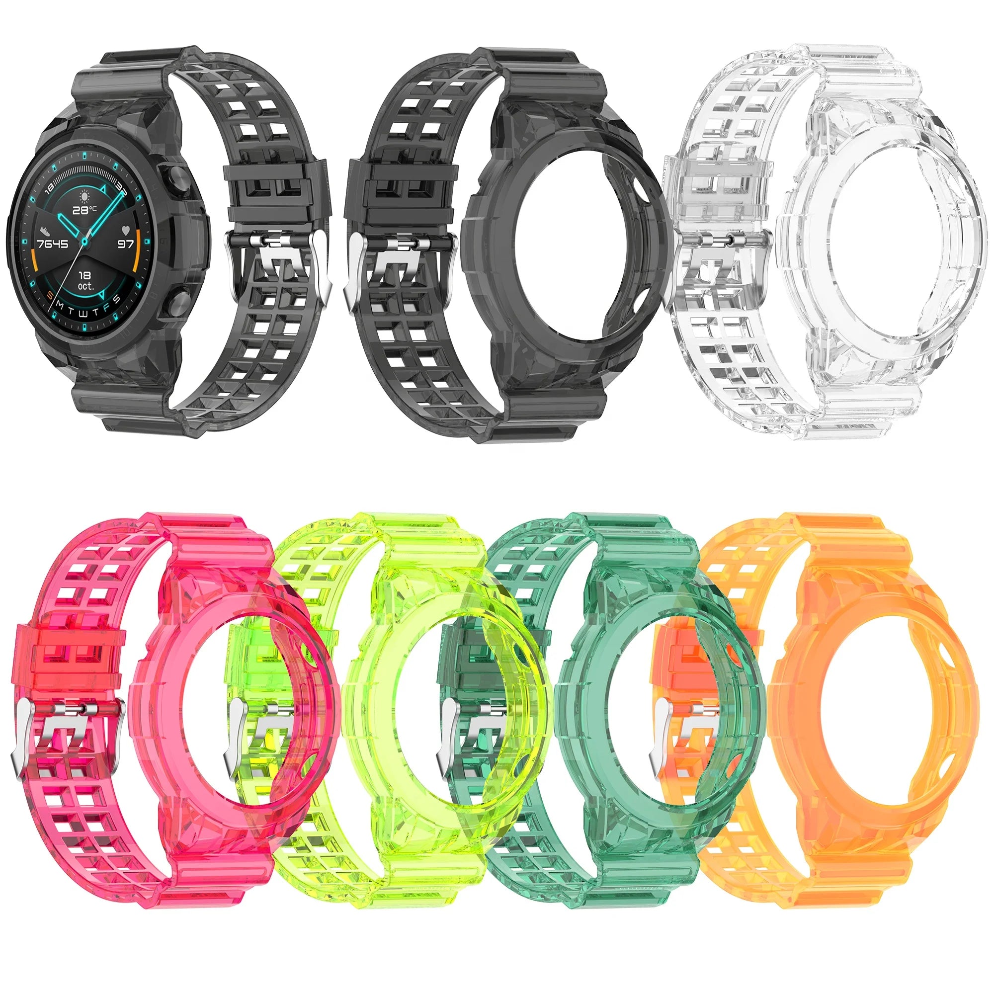 Integrated Case Band for Huawei Watch GT2 46mm Transparent TPU Bracelet Strap