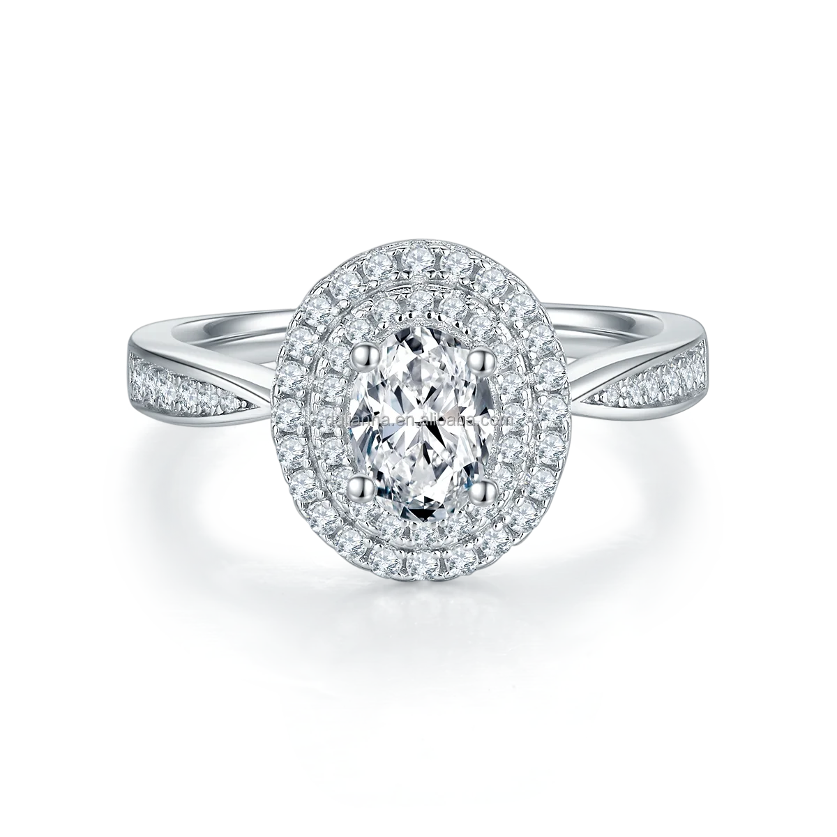 Custom Luxury 1.0Ct Moissanite Engagement Rings White Gold Plated S925 Silver Popular Fashion for Ladies' Wedding