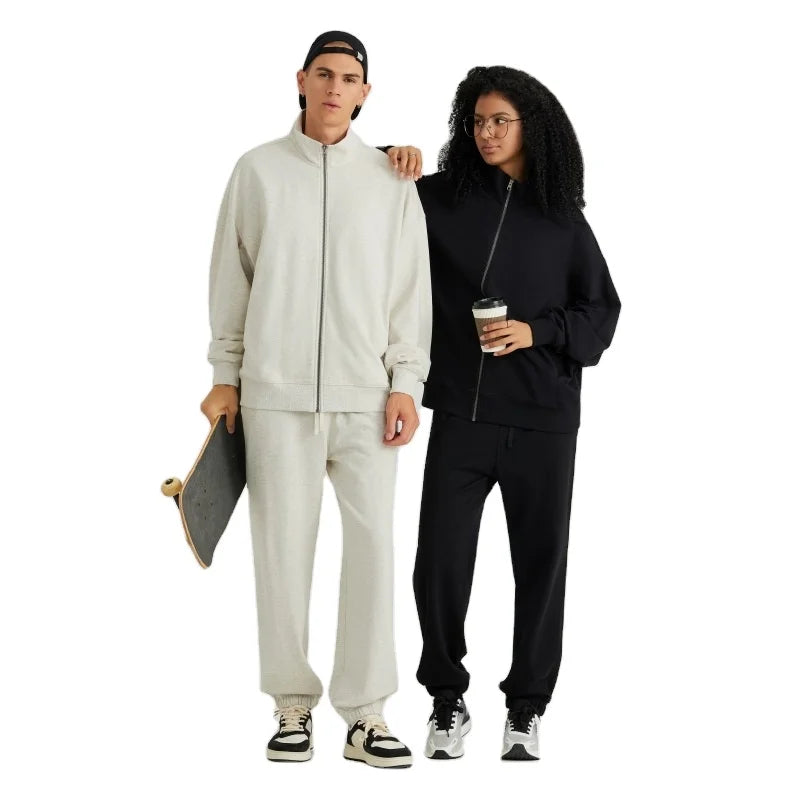 Custom Zip Hoodie Sweatpants Jogger Suit Breathable Sporty Activewear for Men and Women for Spring