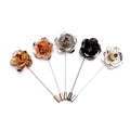 Vintage Metal Rose Flower Brooch Lapel Pin for Men Wedding Party Banquet Suit Decoration Boutonniere Corsage Pin (KBL076)