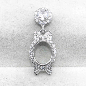 Sterling Silver 7*9mm Semi Mount Pendant Empty Frame Blank Support Setting S925 Base Holder Without Center Stone for DIY Inlay