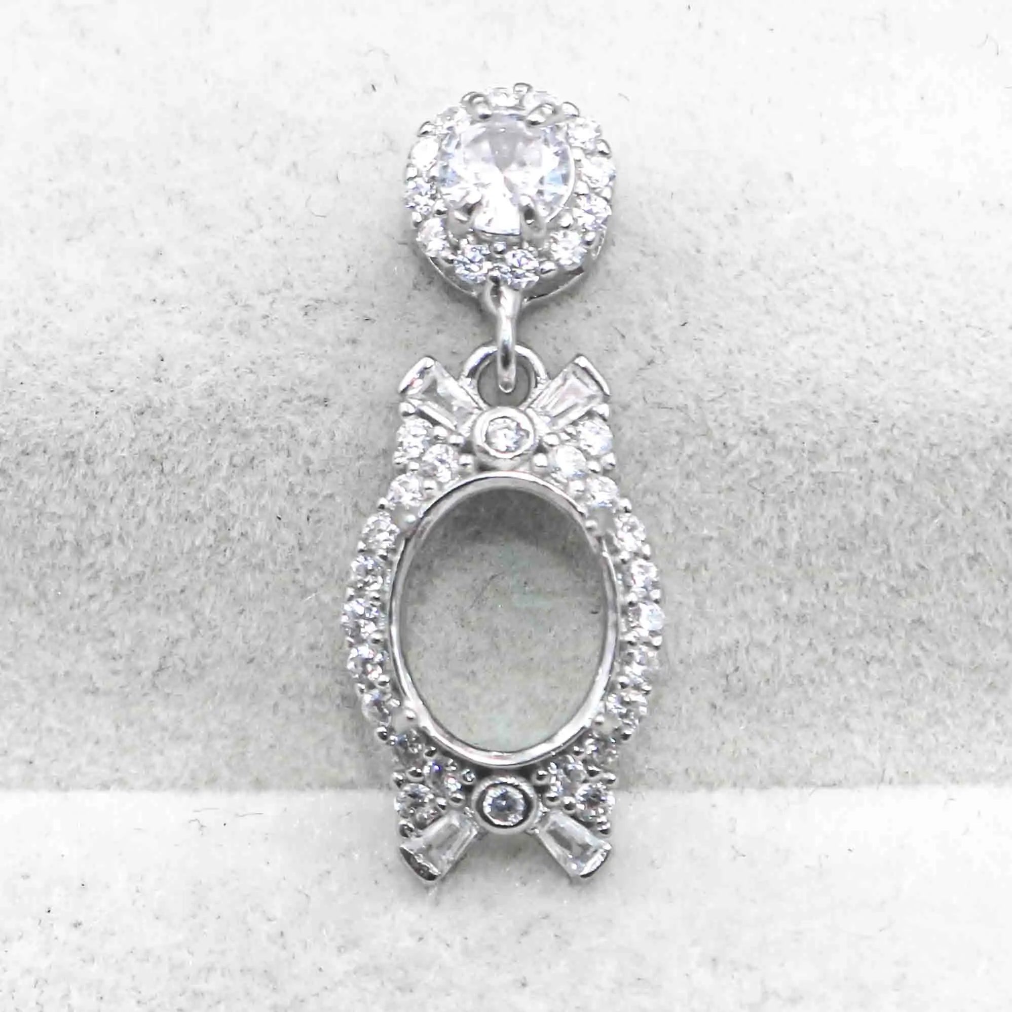 Sterling Silver 7*9mm Semi Mount Pendant Empty Frame Blank Support Setting S925 Base Holder Without Center Stone for DIY Inlay