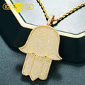 Personalized Hip Hop Jewelry Gold Plated Brass Zircon Diamond Iced Out Hamsa Hand Charm Pendants Necklace for Men