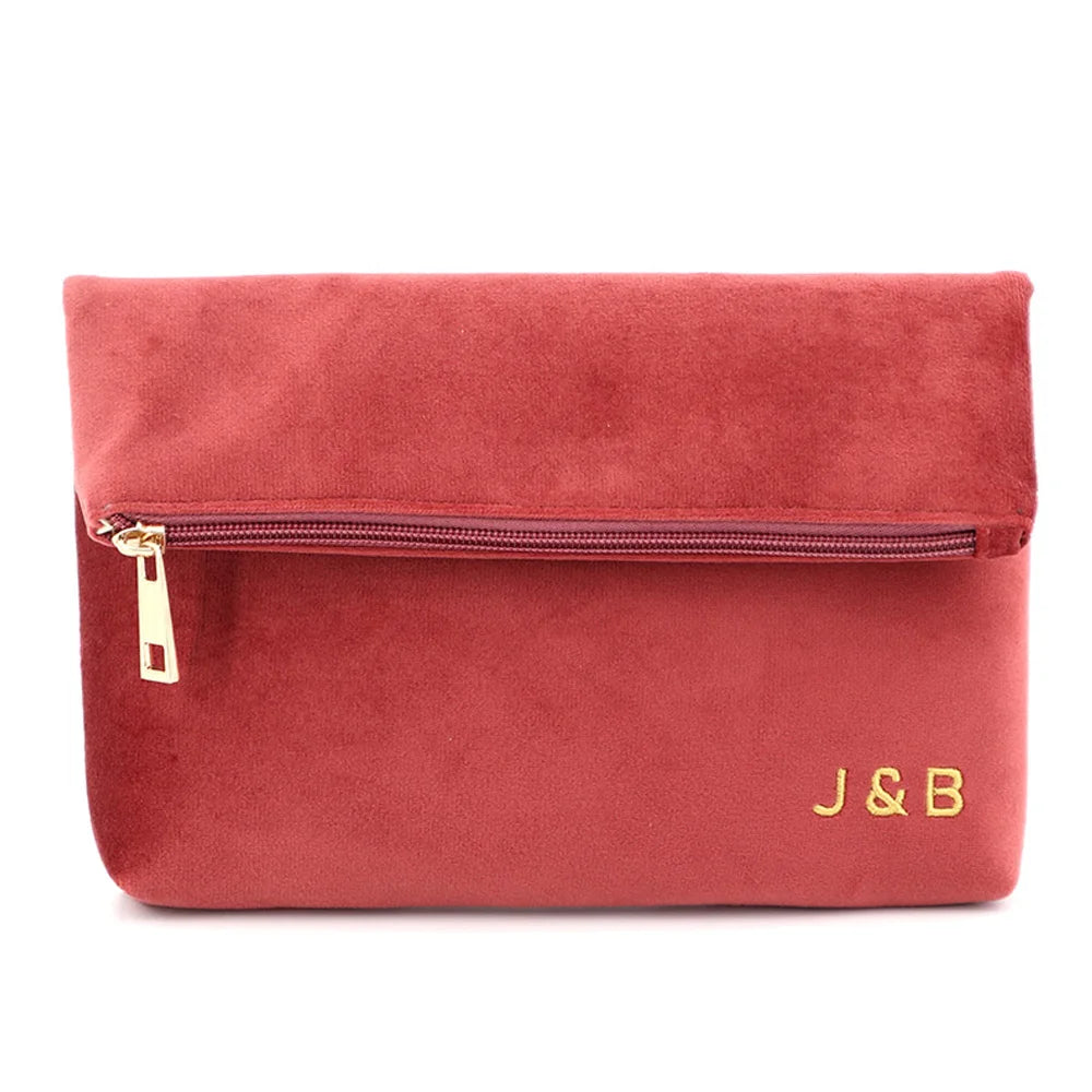 OEM Custom Velvet Foldable Makeup Cosmetic Toiletry Zipper Bag With Logo Travel Women Accessories Organizer Gift Bags