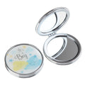 Double Side Round Foldable Custom logo Print Epoxy Plastic Makeup Cosmetic Mirror