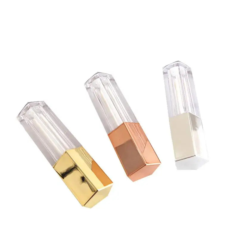Pentagon Shape Rose Gold 5ml Empty Liquid Lipstick Tube Clear Lip Gloss Wand Tube Packaging Container