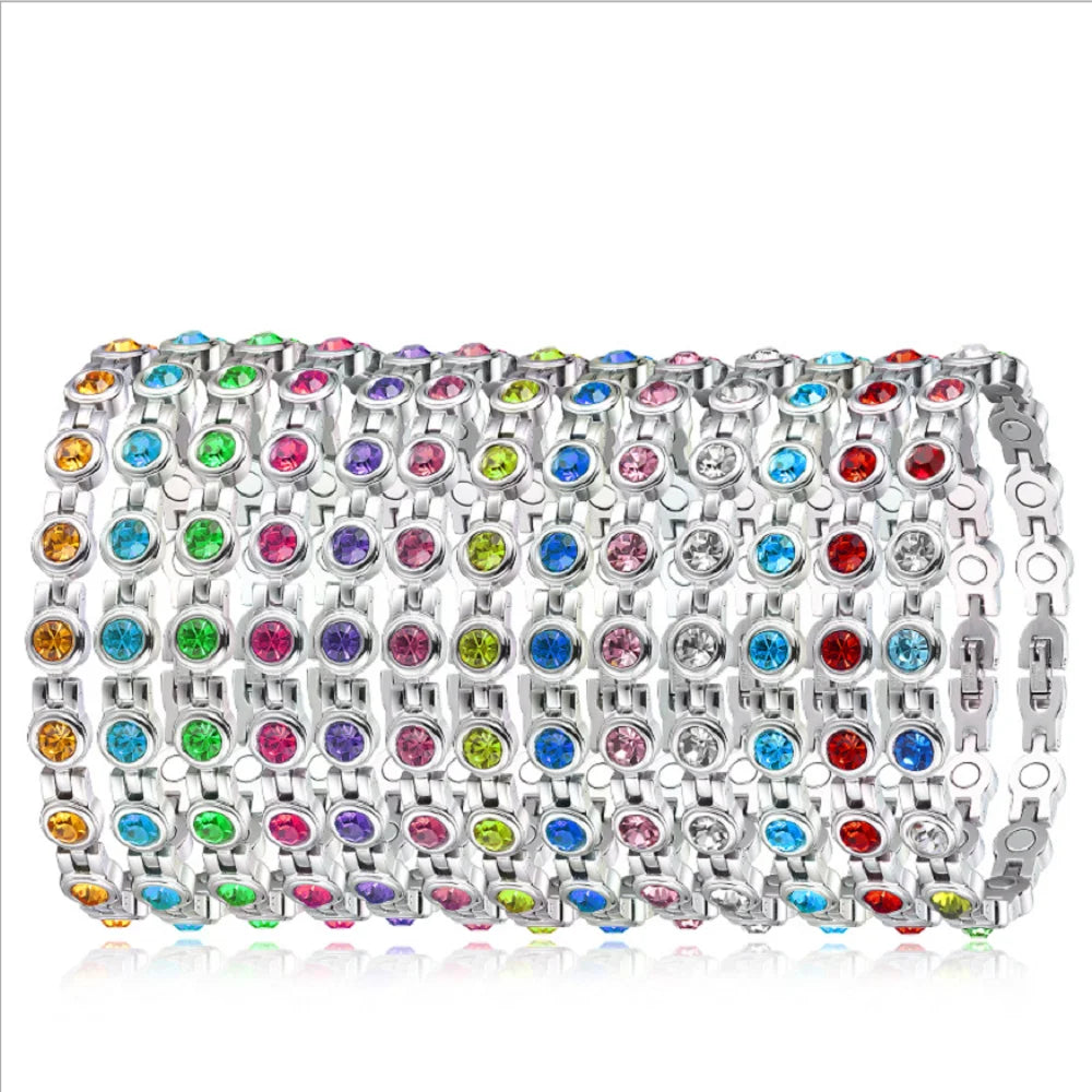 Wholesale stainless steel multi color bracelet en zircon diamond charm women magnetic bracelets jewelry China Manufacturer
