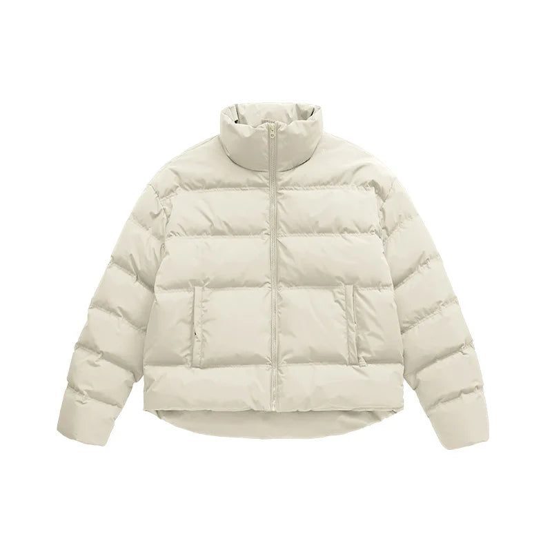 Topgear 2023 Unisex Quilted Jacket Tri-proof Windproof with Zipper Closure Solid Color Print for Autumn Winter