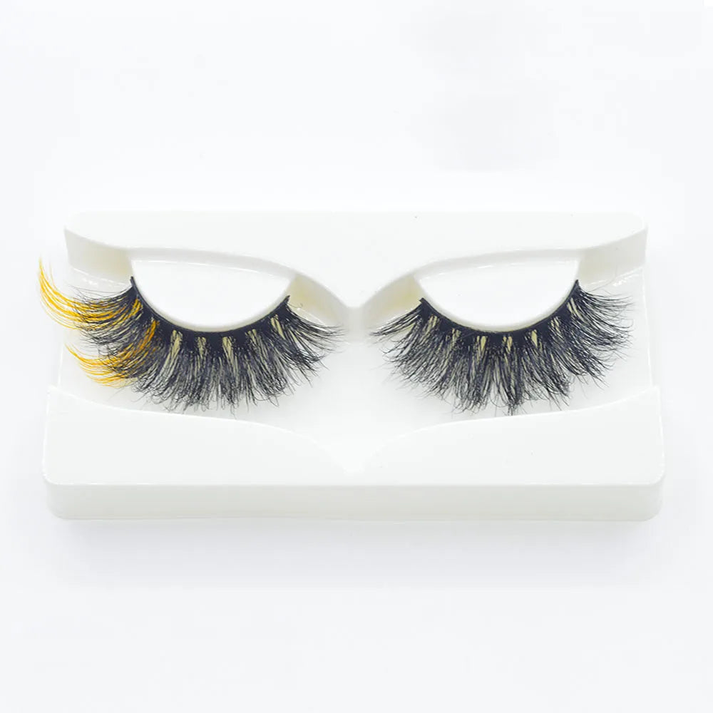 Private Label 15-30mm Mink Eyelashes Vendor Fluffy Colorful Strip Eyelash Supplies Private Logo Wholesale