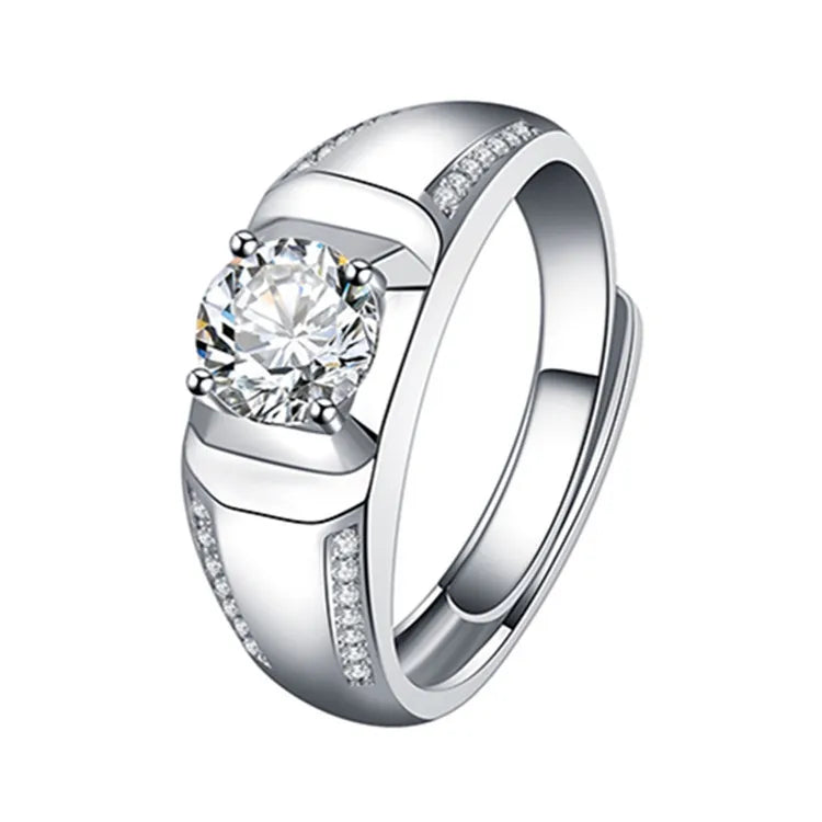 Ma Yin Fang Factory Custom Wholesale Adjustable Fashion Brass Rings Zirconia Moissanite Rose Gold Plated