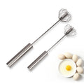 Portable Household Stainless Steel Manual Mixer Semi-Automatic Rotating Whisk Hand Pressure Egg Beater Cream Utensils Metal
