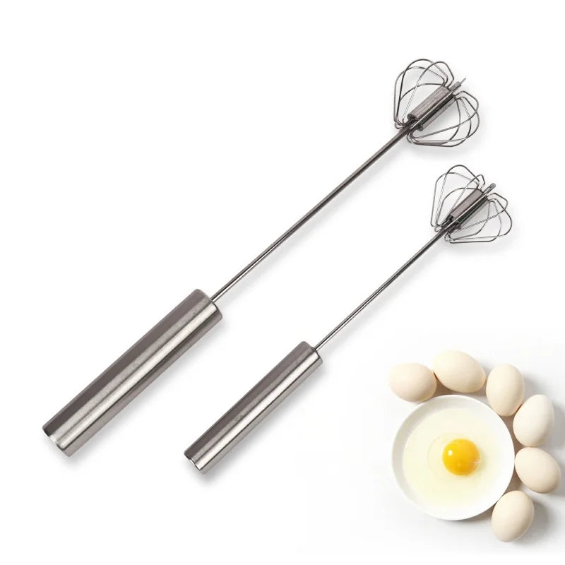 Portable Household Stainless Steel Manual Mixer Semi-Automatic Rotating Whisk Hand Pressure Egg Beater Cream Utensils Metal
