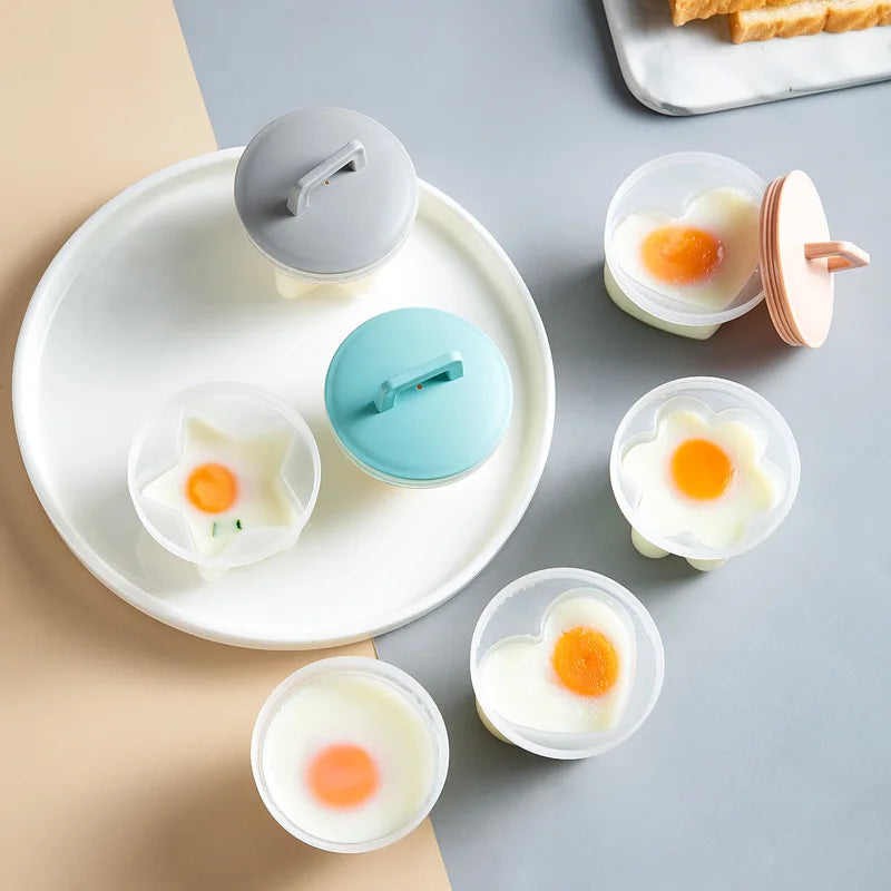 4 Pcs/Set Cute Egg Cooker Tools with Brush Plastic Egg Boiler Poacher for Kid Baking Egg Mold Maker MegaBDM