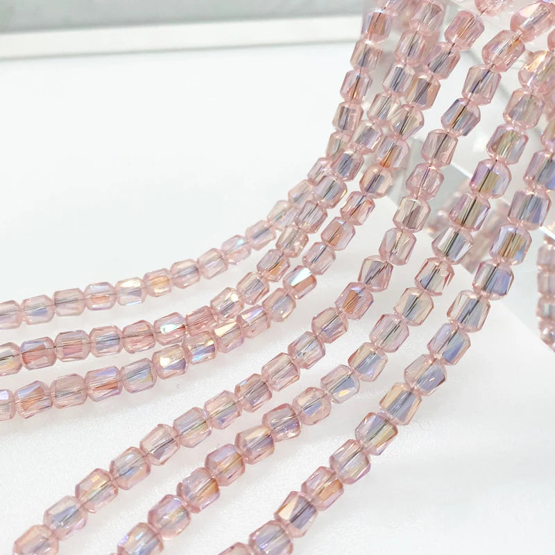 6mm Cylinder Crystal Beads Diy Bracelet Necklace Material Colorful Cylinder Faceted Glass Beads for Jewelry Making