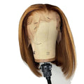 Wholesale Bone Straight Highlight Human Hair T Part Lace Wig  Piano 4/27 Pink 613 99J T Part Brazilian Lace Front Bob Wig