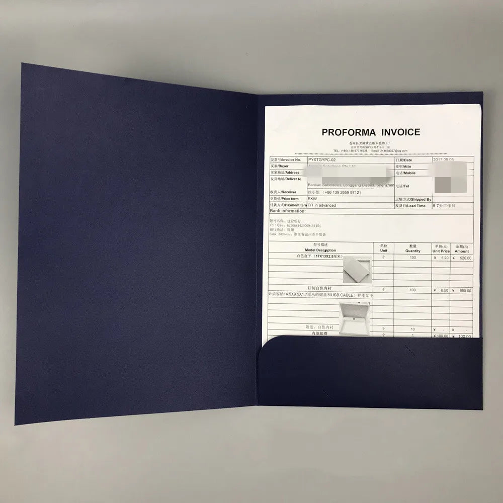 Custom LOGO A5 or A4 Paper Presentation Folders with Low MOQ Pocket Document Files for Filing Products