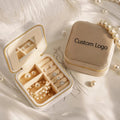 Portable Velvet Jewelry Travel Case with Mirror Custom Logo for Earrings Ring Necklace Storage Elegant Jewellery Box