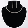 Classic Simple Design Double-Row Rhinestone Necklace Earrings Set Crystal Charm Jewelry for Young for Wedding Party Engagement