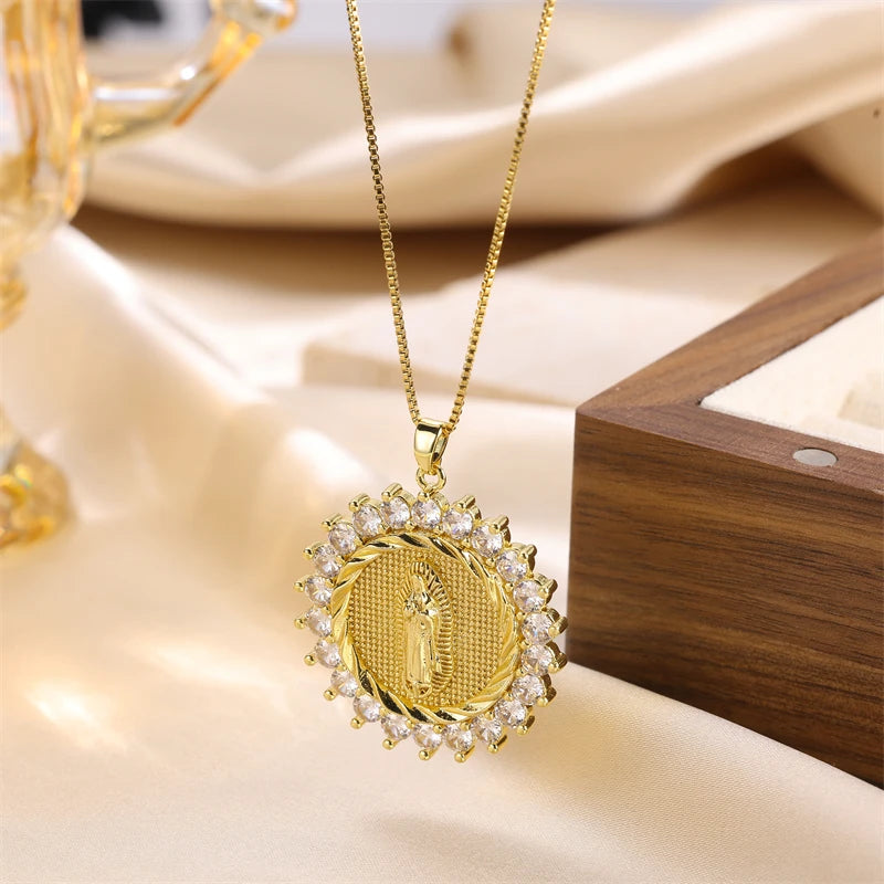 Luxury Jewelry Stainless Steel Necklace With Halo for Women Jesus Christianity Necklace
