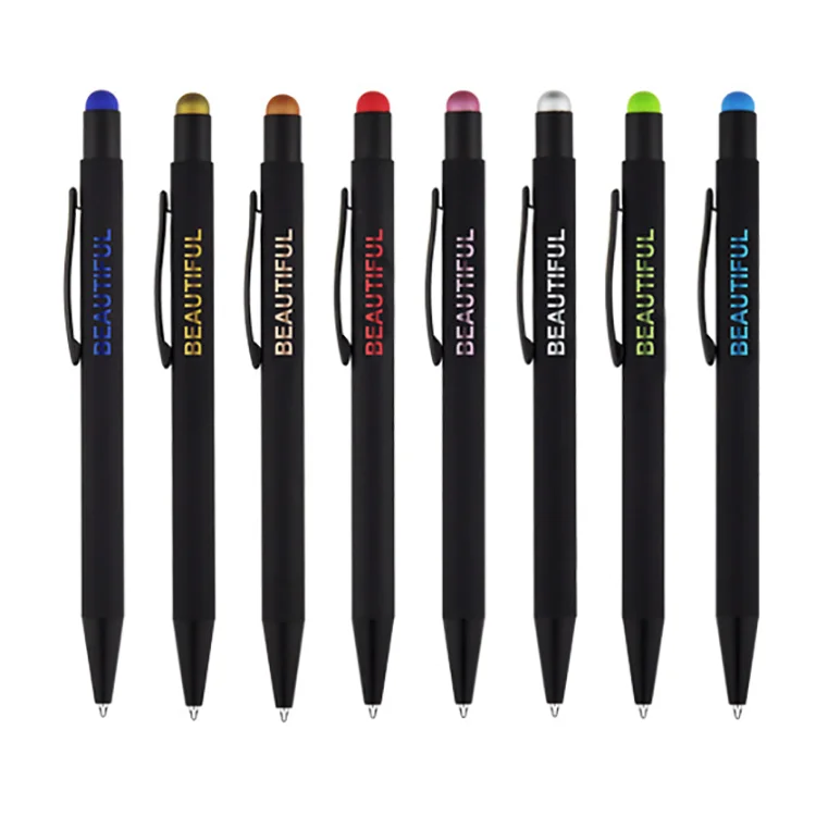 JH Creative Custom Engraved Matching Colorful Logo Soft Metal Stylus Pen