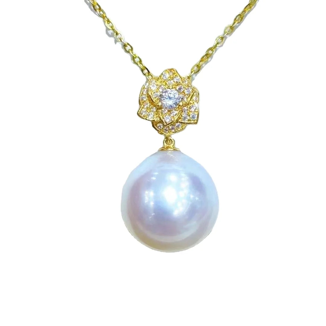 JW106 9-10mm  DIY Natural Real Freshwater Pearl Set Charm  Accessories 925 Sterling Silver  Gold Plated Jewelry Set for Women