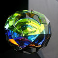 Colorful Transparent Polished Crystal Glass Ashtray with UV Printing Round Shape for Smokers