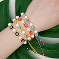 Cute Design Freshwater Pearl Colorful Lampwork Glass Beads Handmade Adjustable Bracelet Women JBS11573